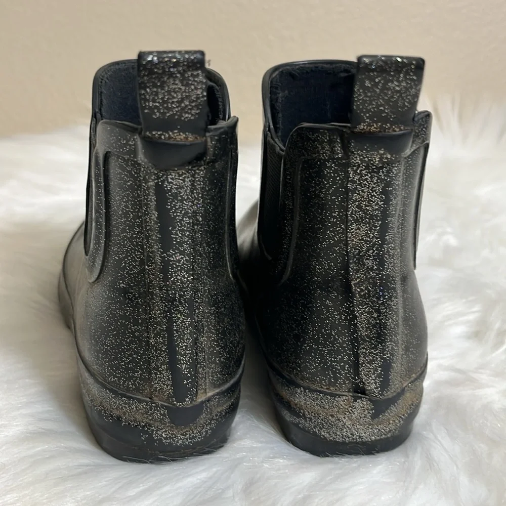 Hatley Black Silver Glitter Waterproof Rain Boots